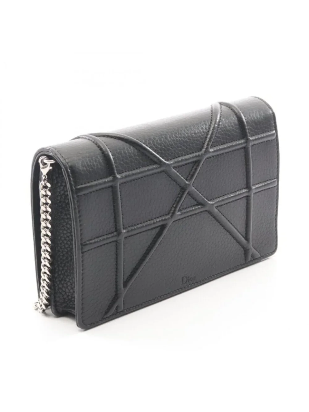 Dior Shoulder Bag Ama Black Leather Diorama Chain Wallet